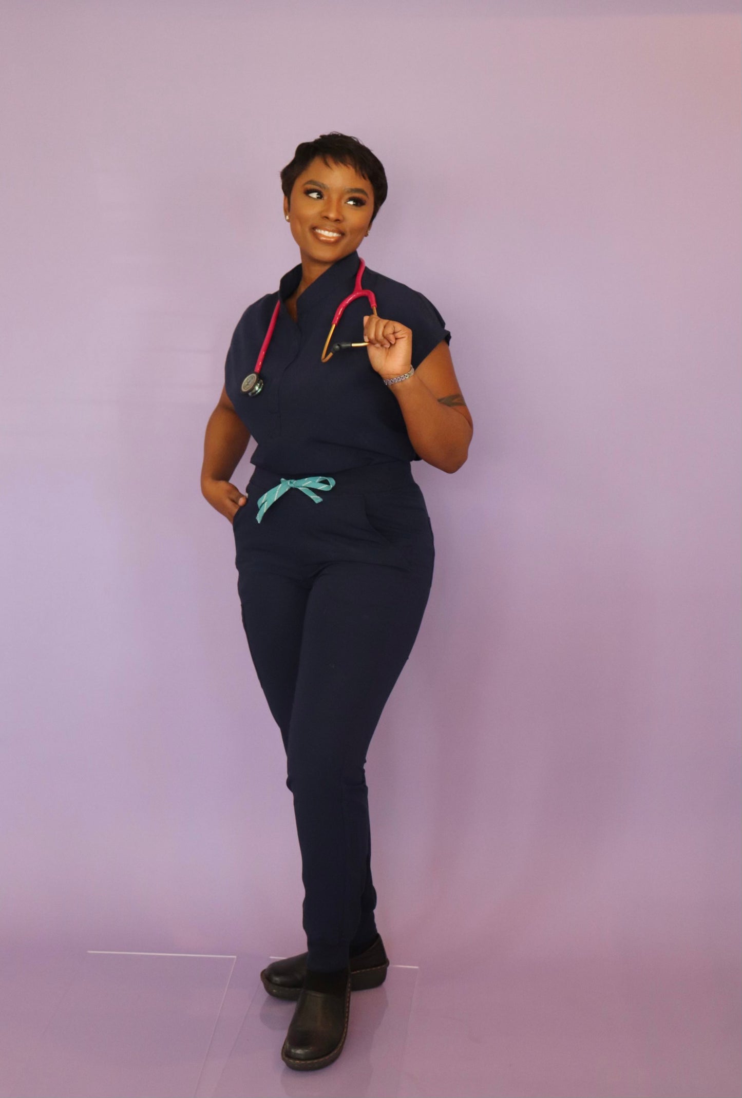 Paris Collard Scrub Top